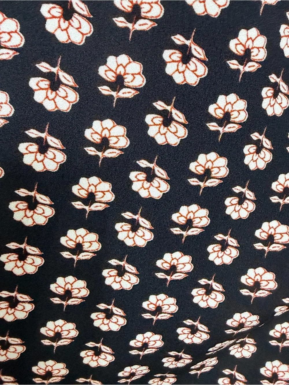 J. Crew Navy Midi Skirt with Tan Floral Dot Print